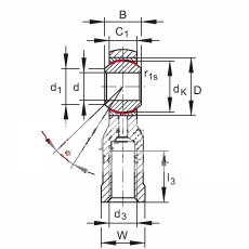 杆端轴承 GIKSR10-PS, 根据 DIN ISO 12 240-4 标准，特种钢材料，带右旋内螺纹，免维护