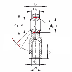 杆端轴承 GIKPSR12-PS, 根据 DIN ISO 12 240-4 标准，特种钢材料，带右旋内螺纹，免维护