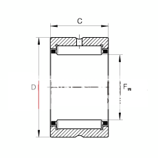 滚针轴承 NCS4824, 机加工滚道，根据 ABMA 18.2 - 1982，英制