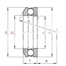 推力深沟球轴承 53314 + U314, 根据 DIN 711/ISO 104 标准的主要尺寸，单向，带球面轴承座圈和座圈，可分离