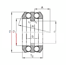 推力深沟球轴承 54317, 根据 DIN 711/ISO 104 标准的主要尺寸，双向，带球面轴承座圈，可分离