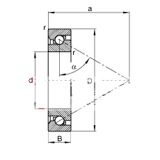 推力角接触球轴承 BSB075110-T, 单向，接触角 α = 60°，限制公差