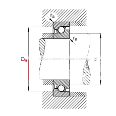 推力角接触球轴承 BSB055120-T, 单向，接触角 α = 60°，限制公差