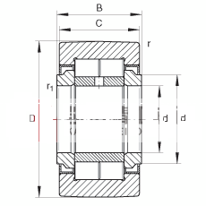 支撑型滚轮 PWTR30-2RS, 满装滚子，轴向引导，两侧唇密封