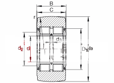 支撑型滚轮 NNTR130X310X146-2ZL, 满装滚子，轴向引导，两侧唇密封