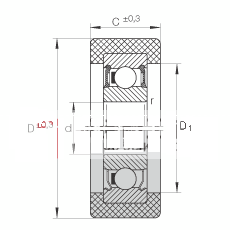 滚轮 KLRZ12X41X16-2RSR, 带塑料箍，两侧密封