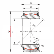 关节轴承 GE70-UK-2RS, 根据 DIN ISO 12 240-1 标准, 免维护，两侧唇密封