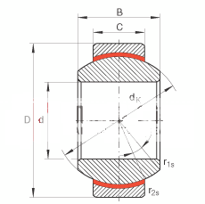 关节轴承 GE20-FW, 根据 DIN ISO 12 240-1 标准，免维护