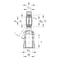 杆端轴承 GIR12-DO, 根据 DIN ISO 12 240-4 标准，带右旋内螺纹，需维护