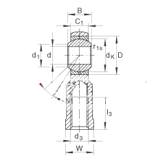 杆端轴承 GIKL10-PB, 根据 DIN ISO 12 240-4 标准，带左旋内螺纹，需维护