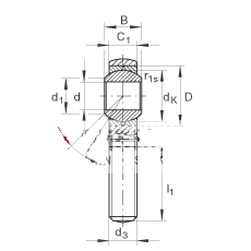 杆端轴承 GAR10-UK, 根据 DIN ISO 12 240-4 标准，带右旋外螺纹，需维护