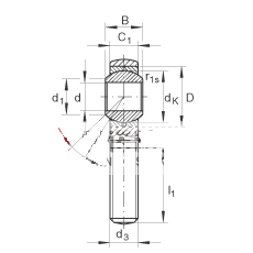 杆端轴承 GAKR12-PW, 根据 DIN ISO 12 240-4 标准，带右旋外螺纹，需维护