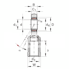 杆端轴承 GIL12-UK, 根据 DIN ISO 12 240-4 标准，带左旋内螺纹，需维护