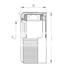 冲压外圈滚柱离合器 HFL0606-KF-R, 滑动或滚动轴承布置，塑料弹簧，外圈滚花