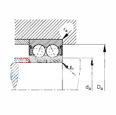 角接触球轴承 3812-B-2RSR-TVH, 双列，双侧唇密封，接触角 α = 25°