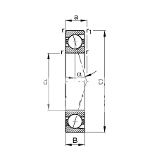 主轴轴承 B71936-C-T-P4S, 调节，成对安装，接触角 α = 15°，限制公差