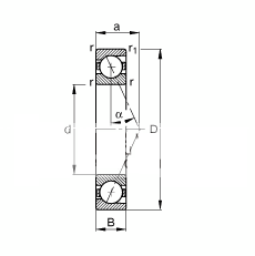 主轴轴承 B7019-E-T-P4S, 调节，成对或单元安装，接触角 α = 25°，限制公差