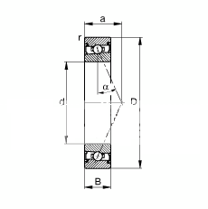 主轴轴承 HSS7007-E-T-P4S, 调节，成对安装，接触角 α = 25°，两侧唇密封，非接触，限制公差