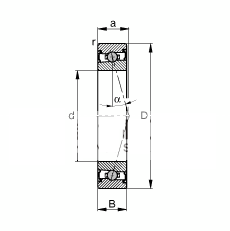 主轴轴承 HCS71916-C-T-P4S, 调节，成对安装，接触角 α = 15°，两侧唇密封，非接触，限制公差