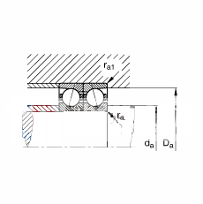 主轴轴承 B7240-C-T-P4S, 调节，成对安装，接触角 α = 15°，限制公差