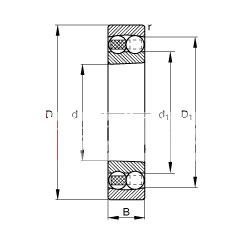 自调心球轴承 2308-K-TVH-C3, 根据 DIN 630 标准的主要尺寸, 锥孔，锥度 1:12