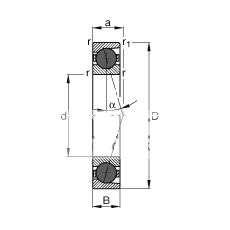 主轴轴承 HCB71917-C-T-P4S, 调节，成对或单元安装，接触角 α = 15°，陶瓷球，限制公差