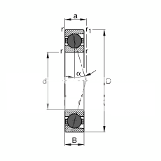 主轴轴承 HCB7200-C-T-P4S, 调节，成对或单元安装，接触角 α = 15°，陶瓷球，限制公差