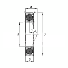 主轴轴承 HCB7201-E-T-P4S, 调节，成对或单元安装，接触角 α = 25°，陶瓷球，限制公差