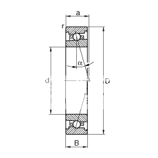 主轴轴承 HS7007-C-T-P4S, 调节，成对安装，接触角 α = 15°，限制公差