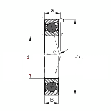 主轴轴承 HCB71922-C-2RSD-T-P4S, 调节，成对或单元安装，接触角 α = 15°，陶瓷球，两侧唇密封，非接触，限制公差