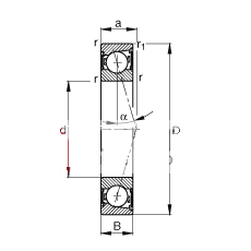主轴轴承 B71926-C-2RSD-T-P4S, 调节，成对安装，接触角 α = 15°，两侧唇密封，非接触，加严公差