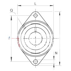 轴承座单元 RCJT1-1/4, 对角法兰轴承座单元，铸铁，根据 ABMA 15 - 1991, ABMA 14 - 1991, ISO3228 带有偏心紧定环，R型密封，英制