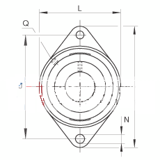 轴承座单元 RCJT1/2, 对角法兰轴承座单元，铸铁，根据 ABMA 15 - 1991, ABMA 14 - 1991, ISO3228 带有偏心紧定环，R型密封，英制