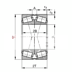 圆锥滚子轴承 32938-N11CA, 根据 DIN ISO 355 / DIN 720 标准的主要尺寸，可分离，X型成对布置，有轴向内部游隙