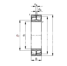 调心滚子轴承 22322-E1, 根据 DIN 635-2 标准的主要尺寸