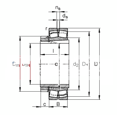 调心滚子轴承 23030-E1-K-TVPB + H3030, 根据 DIN 635-2 标准的主要尺寸, 带锥孔和紧定套