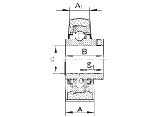直立式轴承座单元 RASEY1-1/4, 铸铁轴承座，外球面球轴承，根据 ABMA 15 - 1991, ABMA 14 - 1991, ISO3228 内圈带有平头螺栓，R型密封，英制